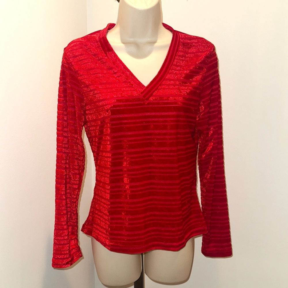 Cute Red V-Neck Holiday Top